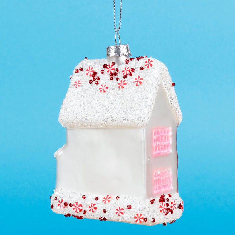 Pink Fairytale Gingerbread House Shaped Bauble Hanging Decoration