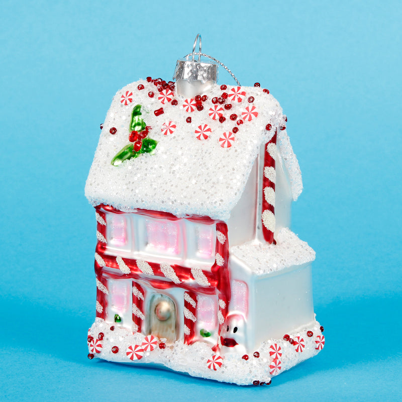 Pink Fairytale Gingerbread House Shaped Bauble Hanging Decoration