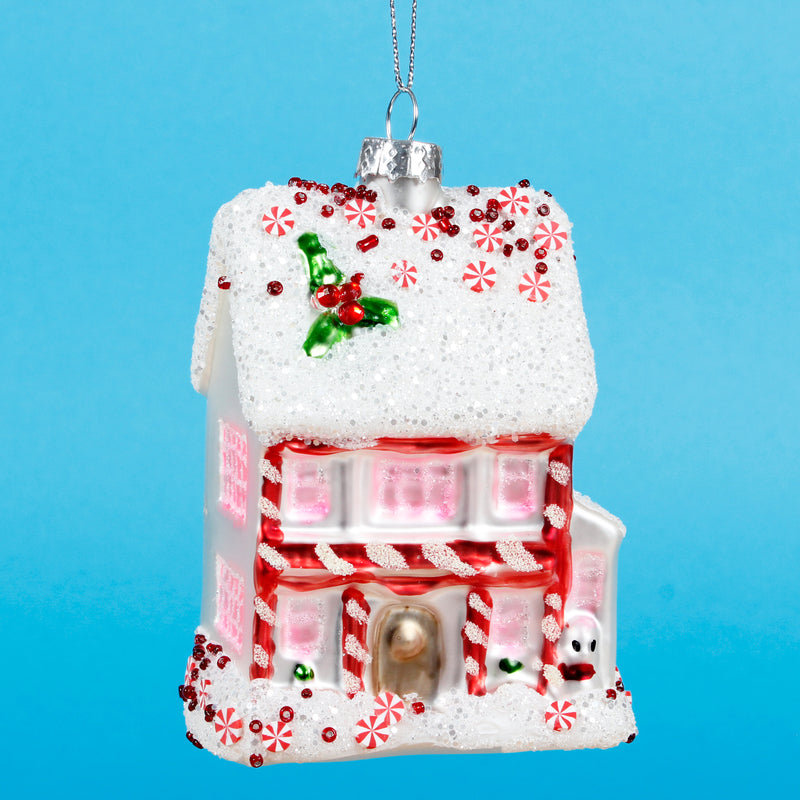 Pink Fairytale Gingerbread House Shaped Bauble Hanging Decoration