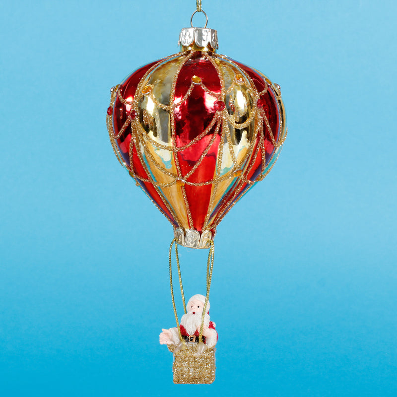 Santa In A Hot Air Balloon  Hanging Christmas Bauble