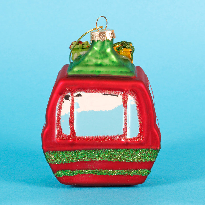 Cable Car With Presents Shaped Bauble Hanging Decoration