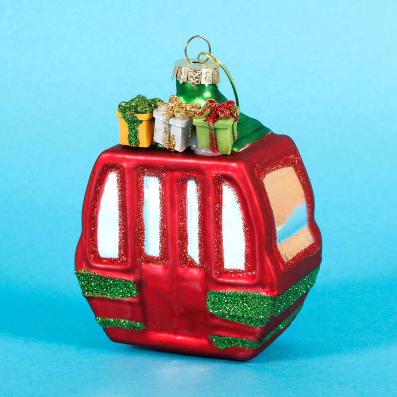 Cable Car With Presents Shaped Bauble Hanging Decoration