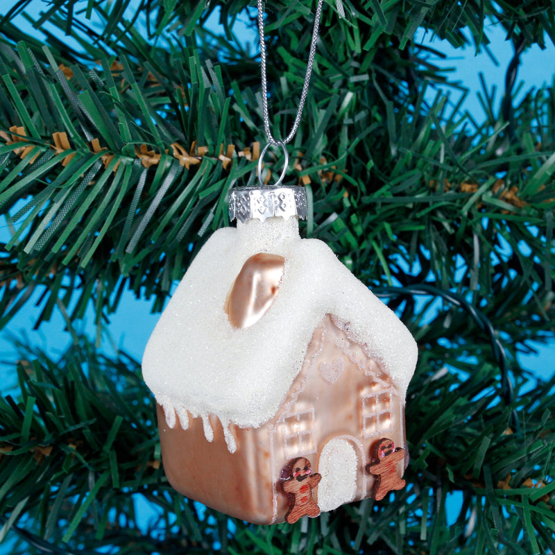 Snowy Gingerbread House Hanging Christmas Bauble