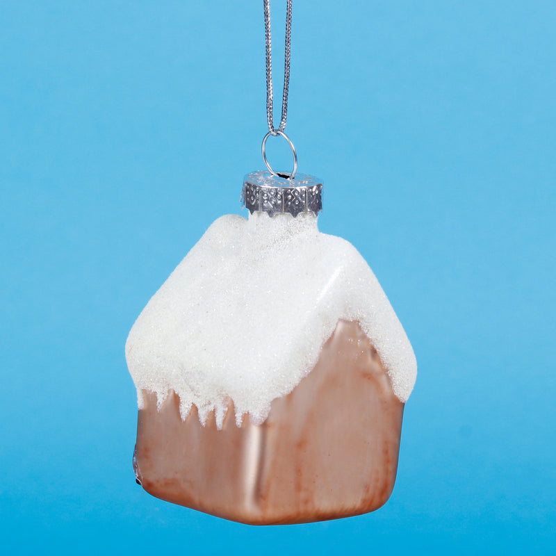 Snowy Gingerbread House Hanging Christmas Bauble