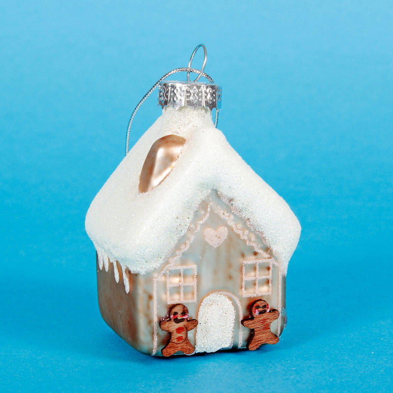 Snowy Gingerbread House Hanging Christmas Bauble