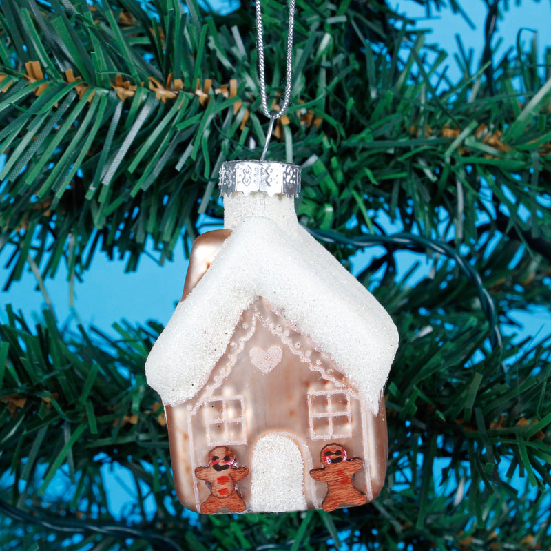 Snowy Gingerbread House Hanging Christmas Bauble