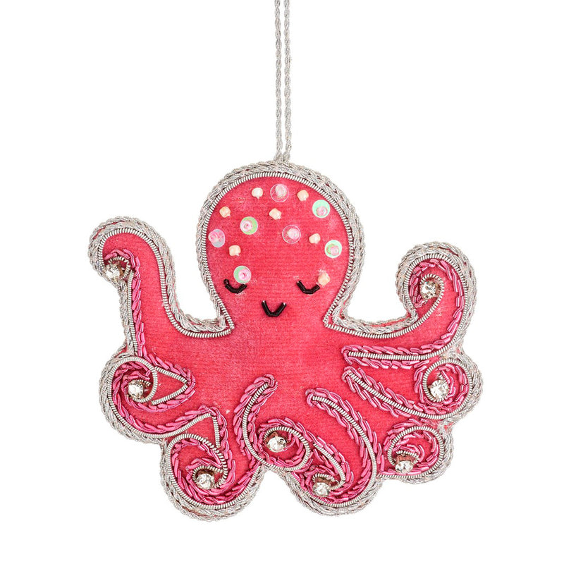 Octopus Pink Fabric Zari Embroidered Decoration