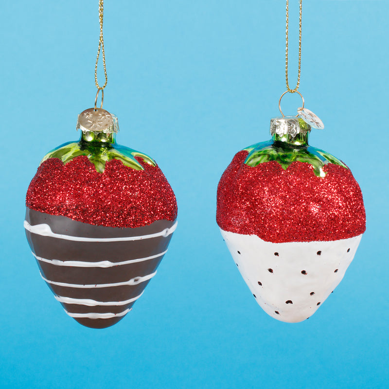 Chocolate Strawberries Set of 2 Hanging Christmas Decoration 3d Baubles