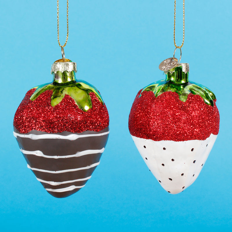 Chocolate Strawberries Set of 2 Hanging Christmas Decoration 3d Baubles
