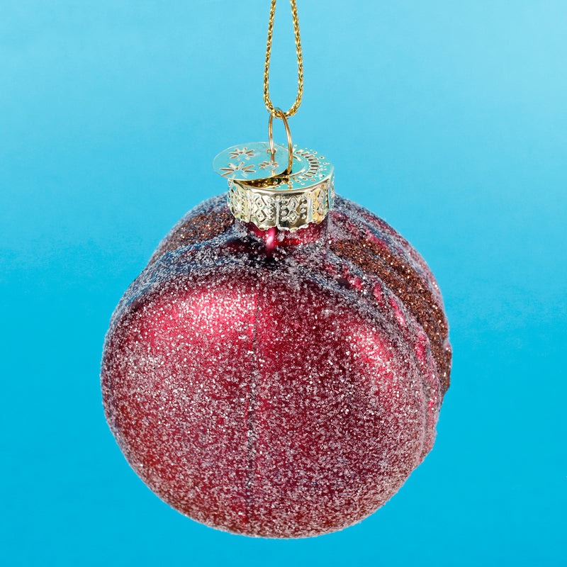 Macarons Champagne Glitter Glass 3D Shaped Hanging Christmas Baubles Set of 4