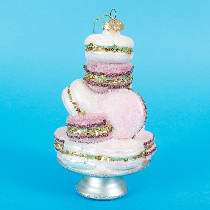Macaron Cake Stand Glitter Glass Christmas Tree 3D Hanging Bauble