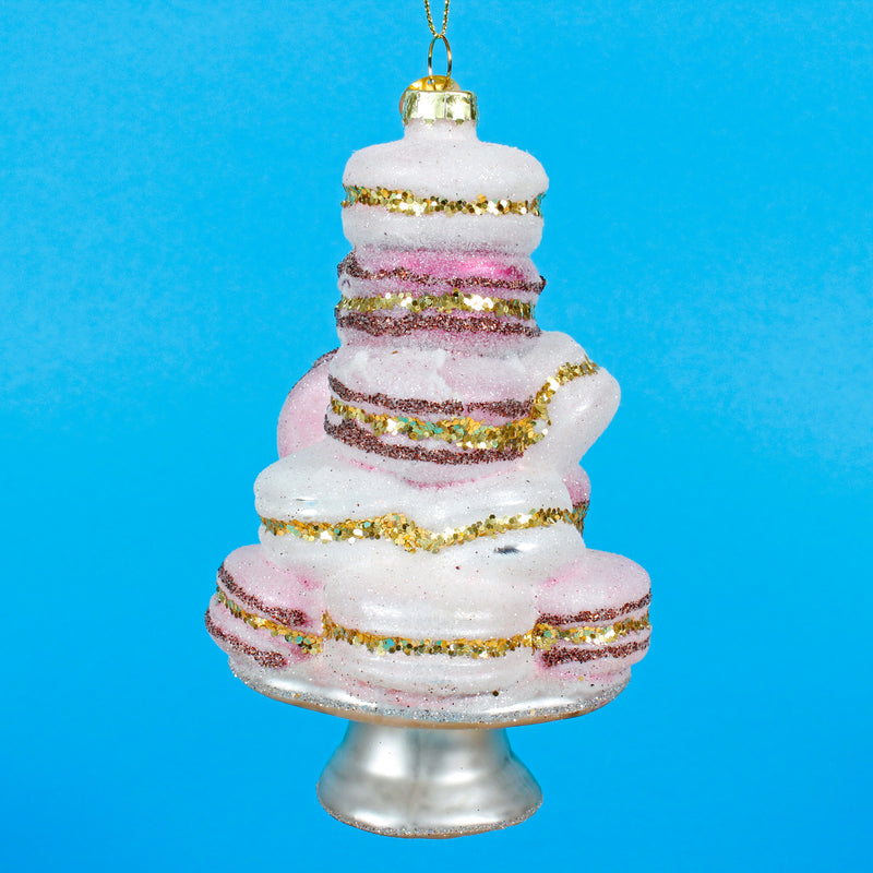 Macaron Cake Stand Glitter Glass Christmas Tree 3D Hanging Bauble