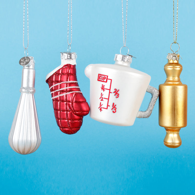 Kitchen Utensils Cook Wear 3D Baubles Set of 4 Hanging Christmas Decorations