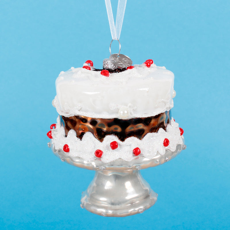 Cake on Cake Stand Glass 3d Shaped Bauble Hanging Decoration