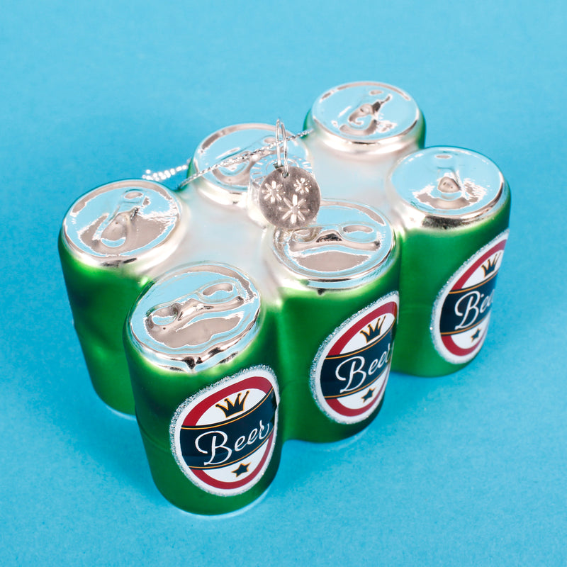 Beer Cans Green Six Pack Shaped 3D Bauble Hanging Decoration