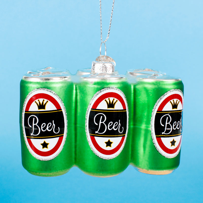 Beer Cans Green Six Pack Shaped 3D Bauble Hanging Decoration