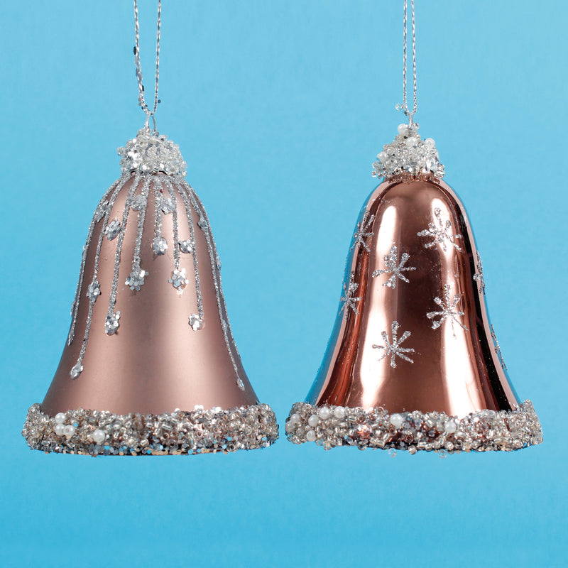 Christmas Bells Shaped Set of 2 Hanging Christmas Decoration 3d Baubles