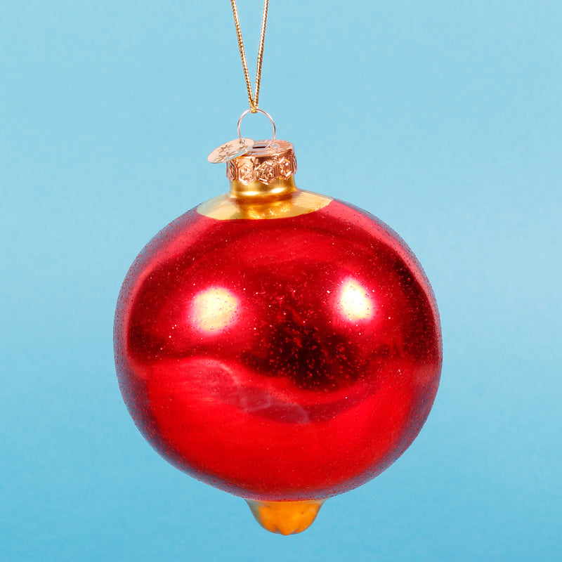 Glass Fruit Shaped set of 3 3D Baubles Hanging Christmas Decorations