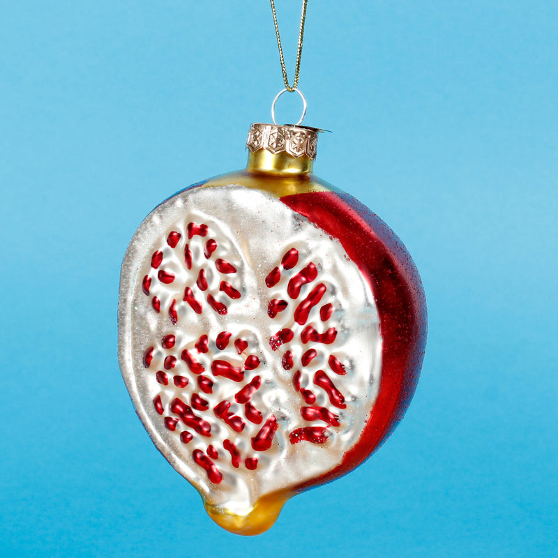Glass Fruit Shaped set of 3 3D Baubles Hanging Christmas Decorations