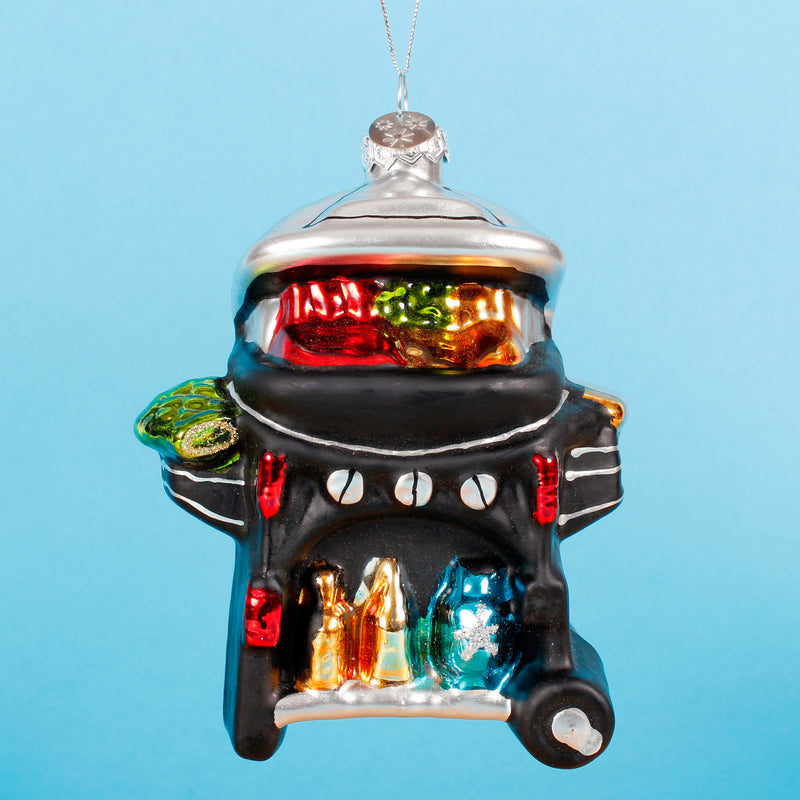 BBQ Shaped Black Glass 3d Christmas Hanging Bauble