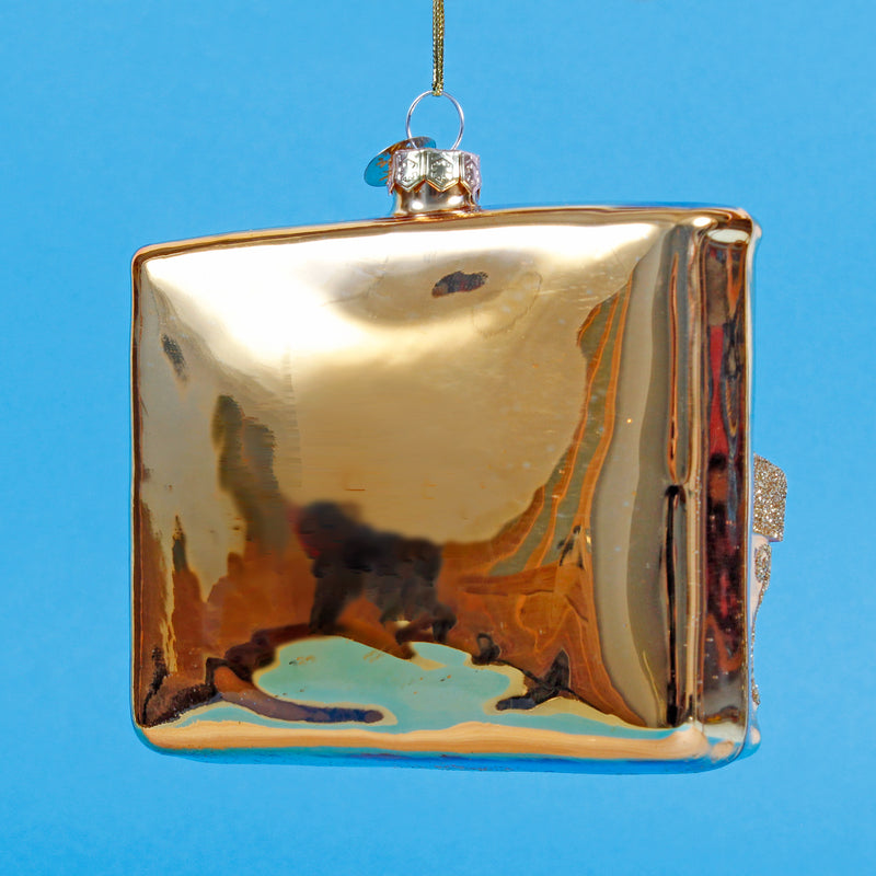 Piano Shaped 3d Gold Glass Christmas Hanging Bauble