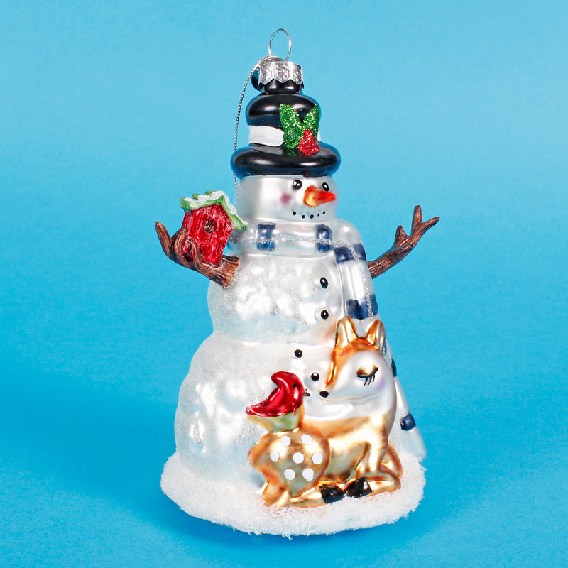 Snowman Shaped Retro 3d Glass Christmas Hanging Bauble