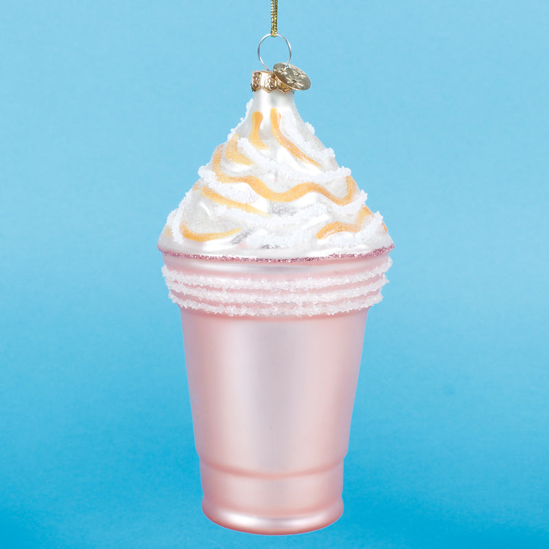 Pink Ice Cream Sundae 3D Glass Christmas Hanging Baubles Set of 2