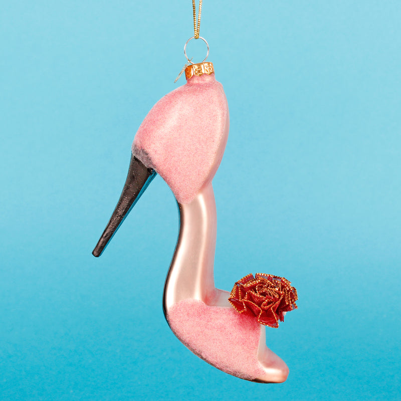 Pale Pink Stiletto High Heel Shoe Shaped 3d Christmas Hanging Bauble