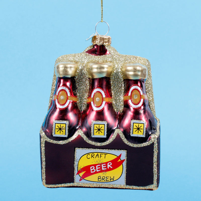 Craft Beer Bottles 6 Pack 3d Glass Christmas Hanging Bauble