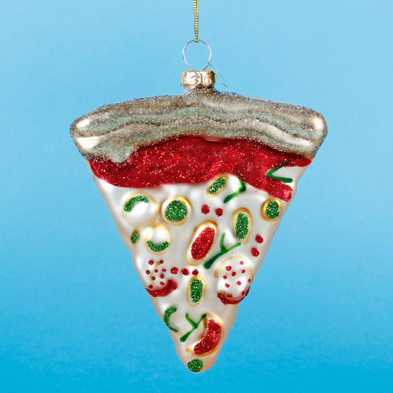 Pizza Slice Shaped 3D Glass Christmas Hanging Bauble