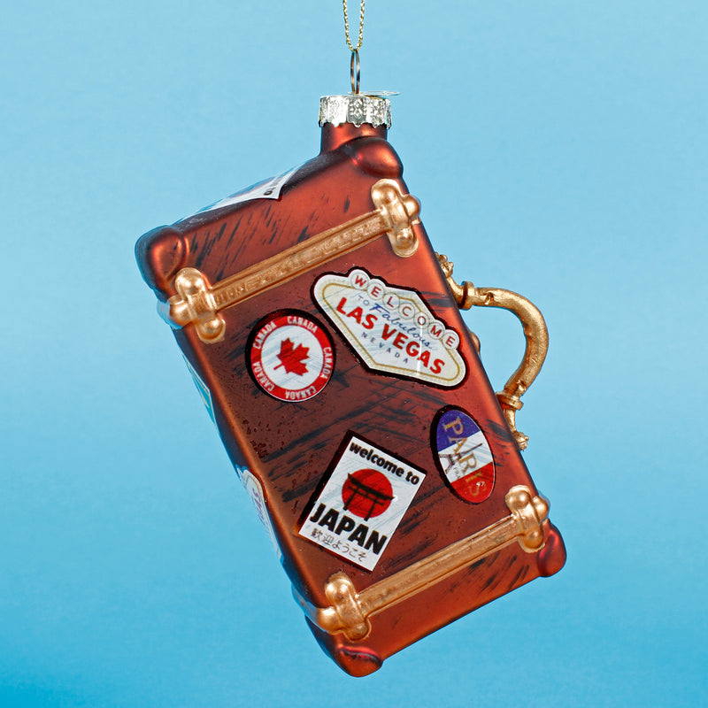 Suitcase Bauble Vintage 3d Shaped Glass Christmas Hanging Ornament