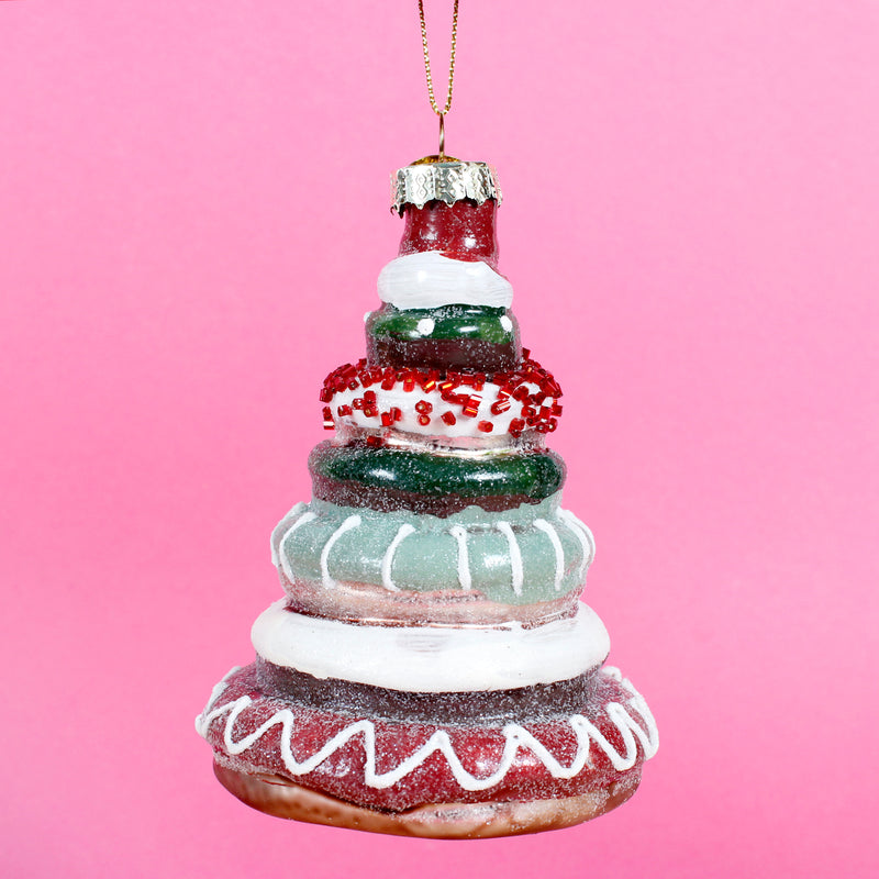 Doughnut Christmas Trees Set of 2 Shaped Glass Christmas Hanging Baubles