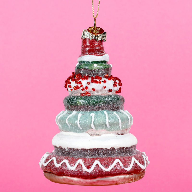 Doughnut Christmas Trees Set of 2 Shaped Glass Christmas Hanging Baubles