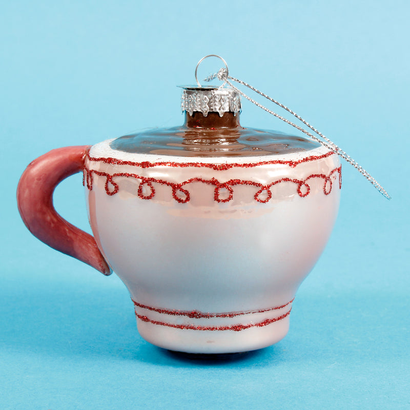 Pink Teacup Shaped 3d Glass Christmas Hanging Bauble