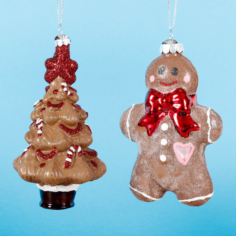 Gingerbread man and Christmas Tree Shaped 3d Hanging Bauble