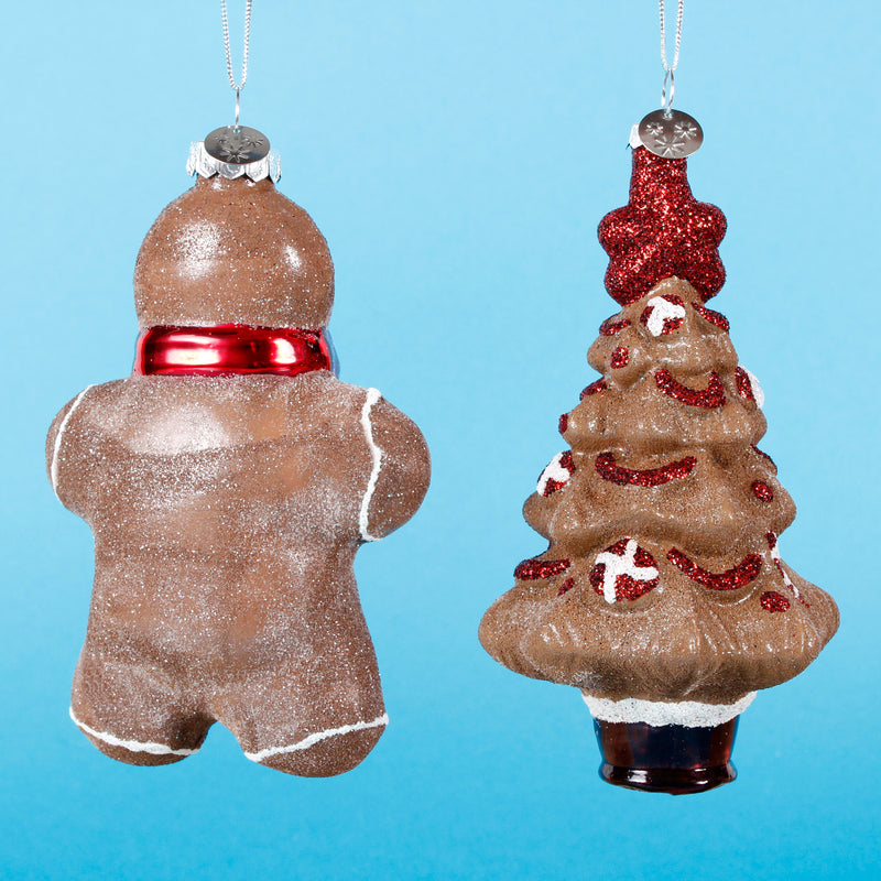 Gingerbread man and Christmas Tree Shaped 3d Hanging Bauble