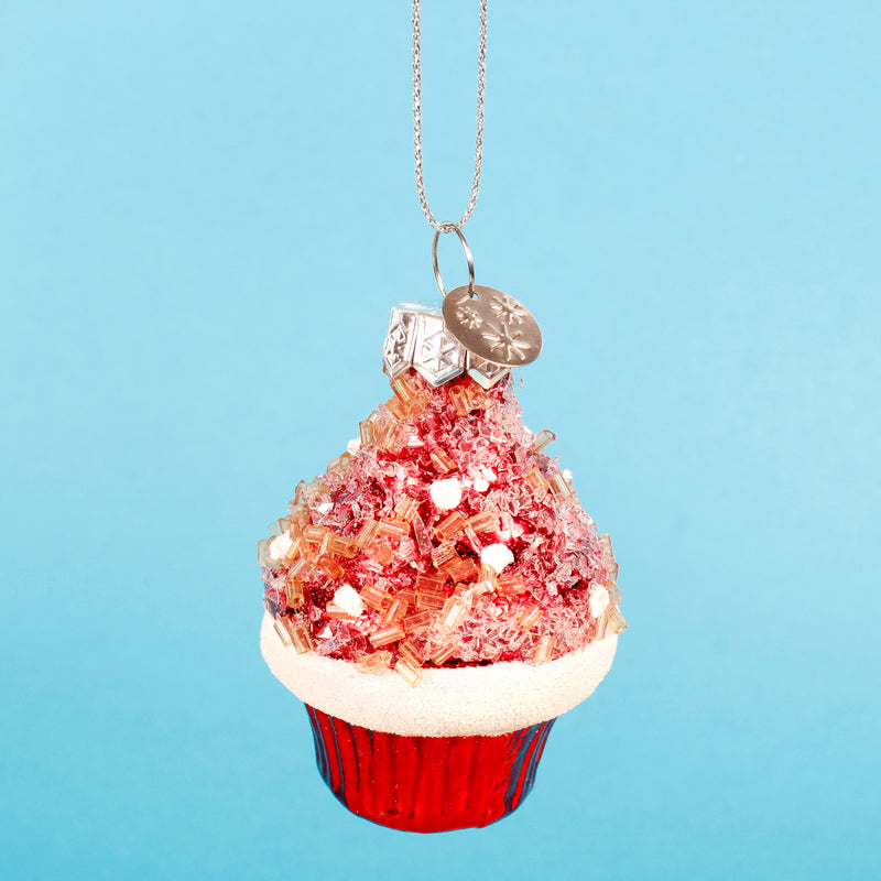 Cupcakes Set of 3 Glass Hanging Christmas Decoration 3d Baubles