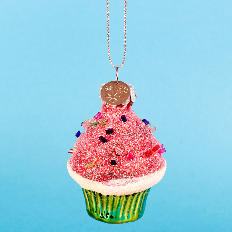 Cupcakes Set of 3 Glass Hanging Christmas Decoration 3d Baubles