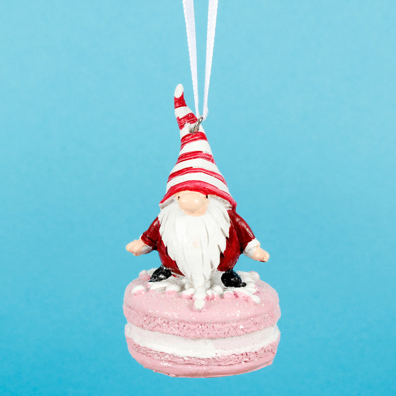Gnome Macarons Set of 3 Hanging Christmas Decorations 3d Baubles