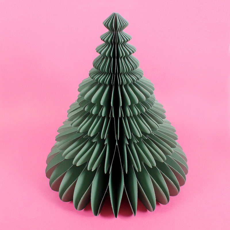 Large Honeycomb Green Glitter Edged Standing Christmas Tree Shaped 3D Decoration