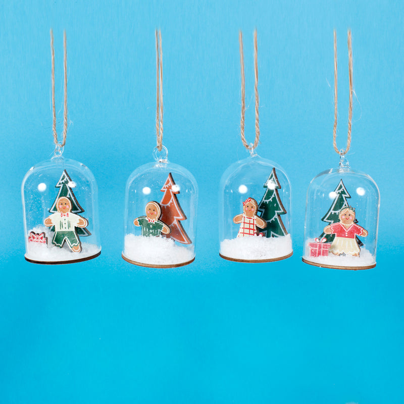 Gingerbread Set of 4 3D Shaped Hanging Christmas Tree Decorations