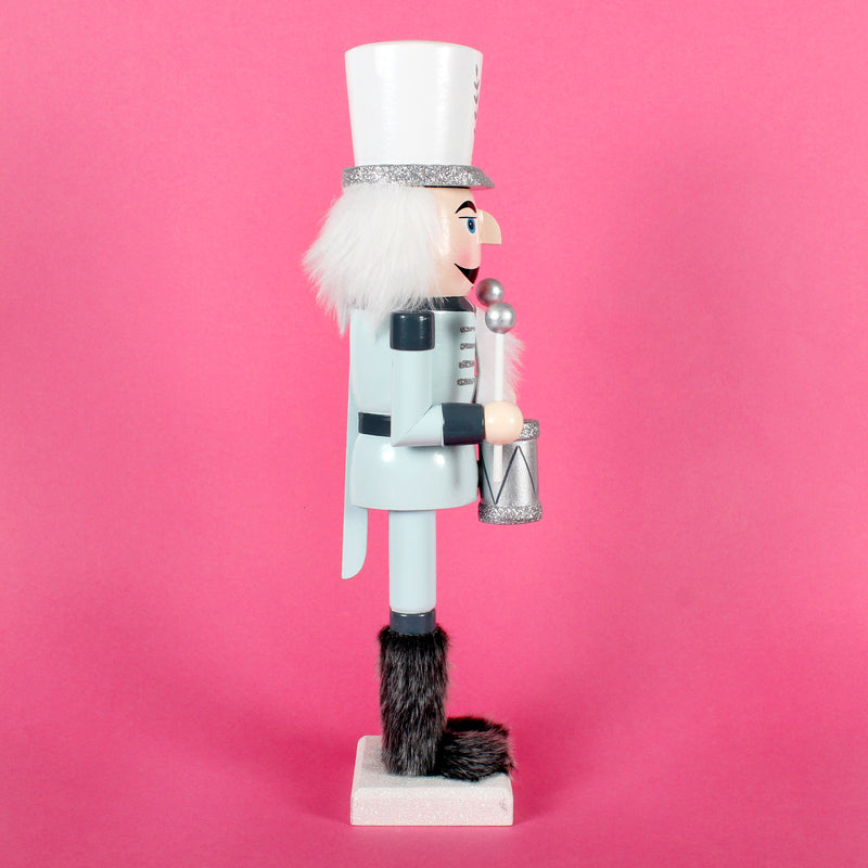 Nutcracker Drummer Blue Silver Decoration Christmas 3D Wooden Ornament