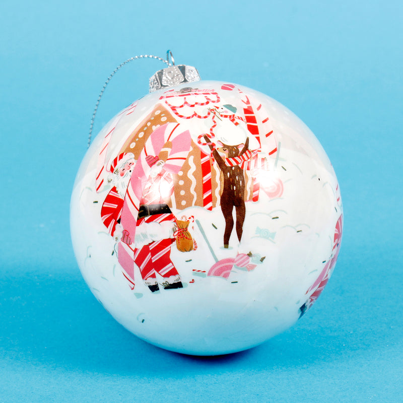 Candy Stripe Baubles Set of 3 Hanging Christmas Decoration 3d Baubles