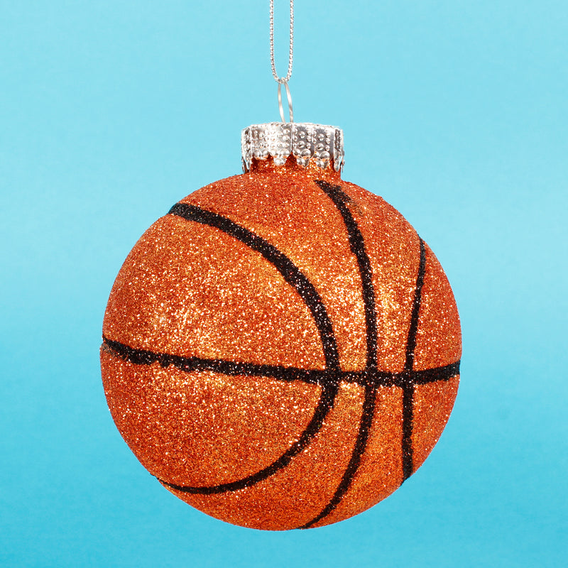 Basket Ball Shaped 3d Glitter Christmas Hanging Bauble
