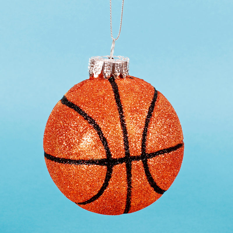 Basket Ball Shaped 3d Glitter Christmas Hanging Bauble