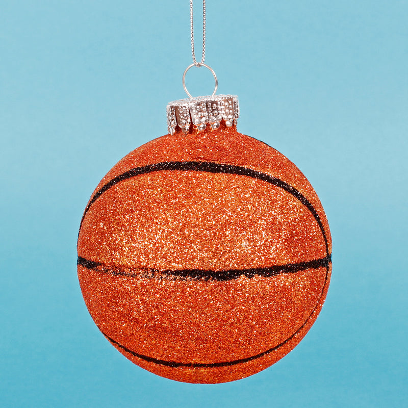 Basket Ball Shaped 3d Glitter Christmas Hanging Bauble