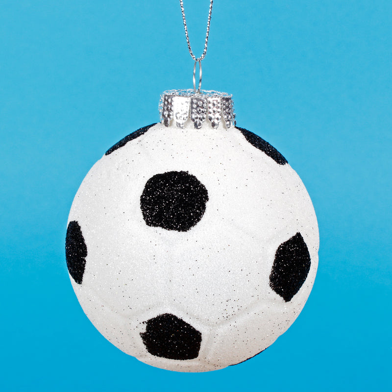 Football Shaped 3d Glitter Christmas Hanging Bauble