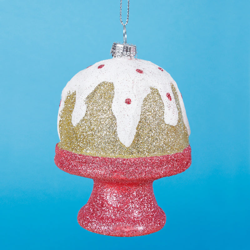 Pink and Gold Cakes Christmas Tree Ornaments Set of 4 Hanging Bauble Decorations