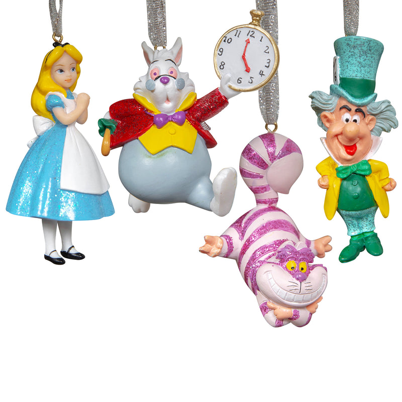 Alice in Wonderland Set of 4 3D Shaped Hanging Christmas Tree Decorations Disney Bauble