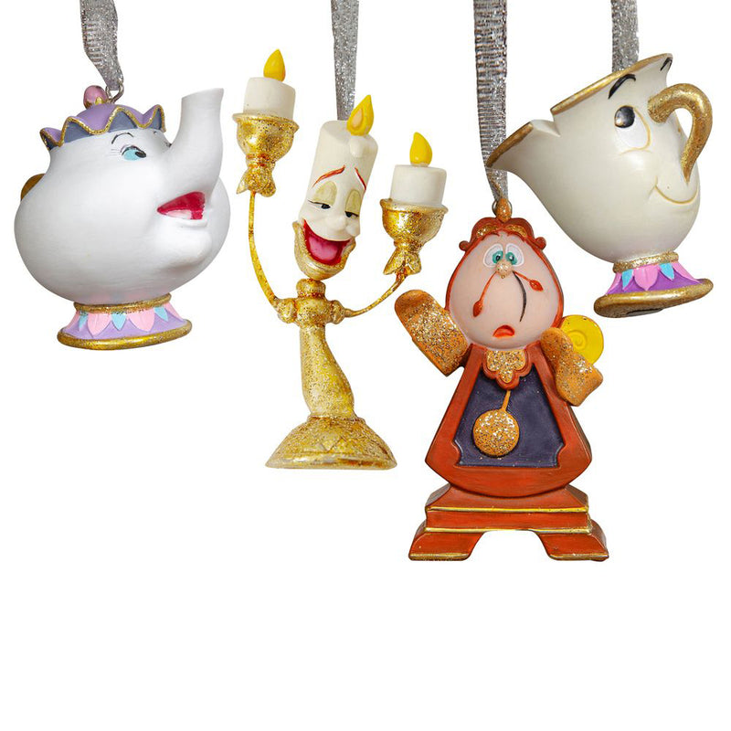 Beauty and the Beast 4 Piece Set 3D Shaped Hanging Christmas Tree Decoration Baubles